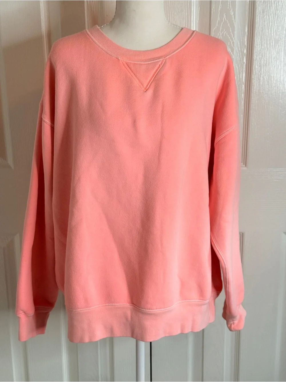 J. Crew Heritage Fleece Oversized Crewneck Sweatshirt L Brilliant Peony EUC